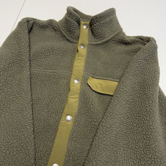 The North Face Deep Pile Fleece Jacket Mens Small Green Snap - Picture 5 of 9